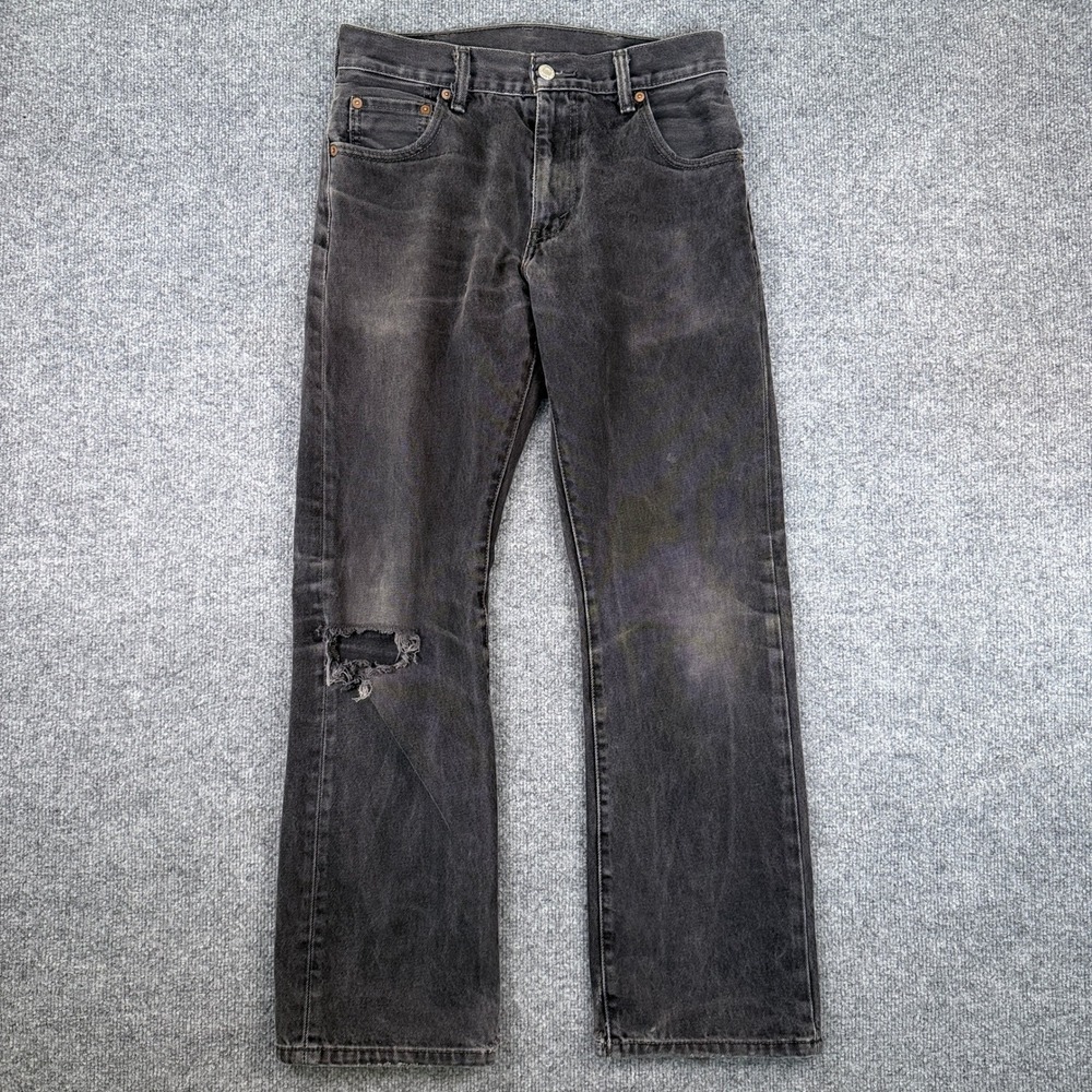 Levis 517 Jeans Mens 30x30 Black Bootcut Western Distressed Faded Denim